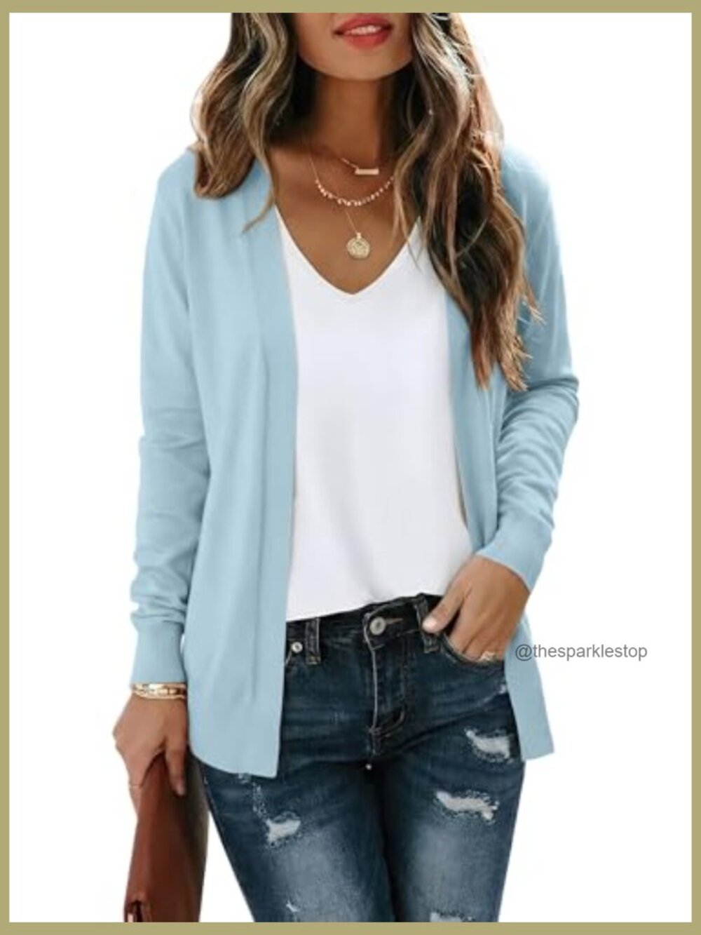 Lightweight Open Front Cardigan Sweater Long Sleeve Duster Coat with Pockets - Picture 3 of 4